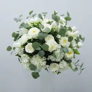 Hot Sale Wedding Centerpieces Flower Ball White Silk Fabric Artificial Flower Rose Ball For Wedding Party Home Decor