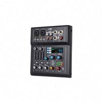 Mini-mixeur audio 4 canaux en aluminium OEM avec entrées TRS/XLR, USB et Bluetooth, alimentation 12V DC pour enregistrement en direct, karaoké et DJ à domicile