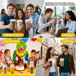 Disposable Various SizesPlastic Cup With Dome Lid for Iced Cold Drink Tea Juice Smoothie <b>Bubble</b> <b>Boba</b> Vaso De Plastico - Product Image 4