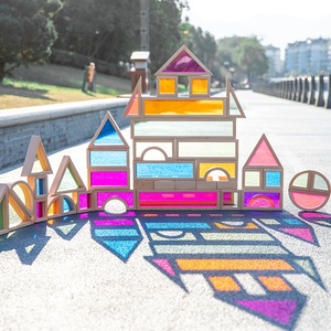 68-teiliges <span class=keywords><strong>Grapat</strong></span> Regenbogen Holz-Acryl Stapelspielzeug Grimms Bauklötze Montessori Waldorf Open-End-Spielzeug für Kinder - Product Image 1