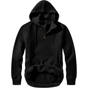 FOXA <b>Mens</b> Cotton Hoodie Quarter Zip <b>Pullover</b> Sweatshirt Regular Sleeve French Terry Material - Product Image 5