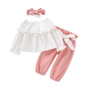 Conjuntos de Ropa para Bebés Recién Nacidos, Color Sólido, Manga Larga, Top Holgado, Pantalones, Conjuntos de Ropa para Niños, Ropa de Otoño para Niñas - Product Image 1