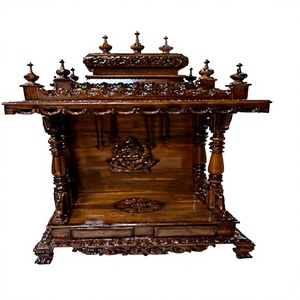 Hand-Carved South Indian Traditional Teak Wood <b>Mandir</b> with Customized Size and Personalized Color for Pooja Room Living Space - Product Image 1
