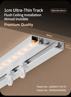 Rail de rideau intelligent automatisé ultra-fin ZSTARR avec éclairage LED intégré, moteur silencieux, commande vocale via application, installation facile