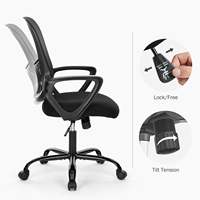 Chaise de personnel réglable AJUNION avec siège rembourré à hauteur réglable et dossier en maille respirante pour des sièges de bureau confortables