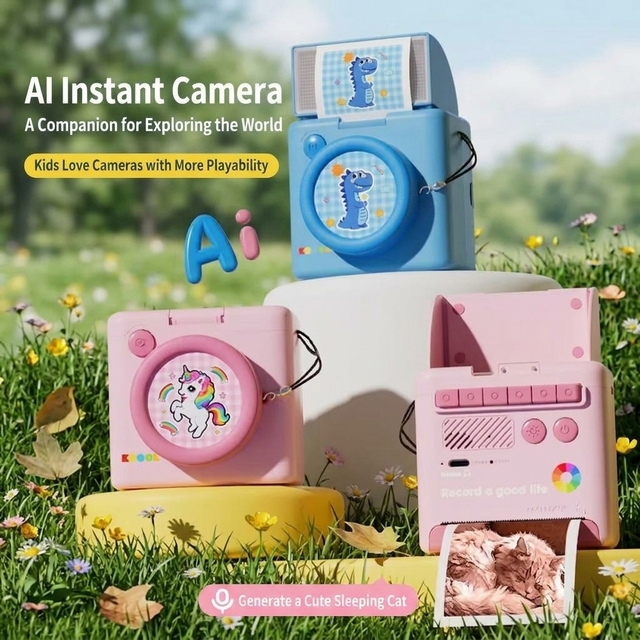 1080P HD Kids Digital Camera for 6-12 Years Old Boys Girls Retro Instant Digital Camera K91 48MP AI Printing Camera with Wifi