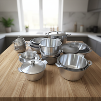 Set Panci Masak Aluminium Berkualitas Tinggi, Anti Lengket, Ramah Lingkungan, Aman untuk Oven, Dilengkapi Tutup, Serbaguna, Peralatan Dapur