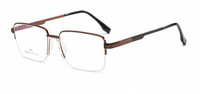 Vente en gros de montures de lunettes optiques pour hommes en acier inoxydable à demi-cerclage, nouveau design tendance