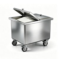 Chariot mobile en acier inoxydable pour farine, chariot de rangement alimentaire pour boulangerie avec couvercle, bac à ingrédients commercial pour cuisine et restaurant