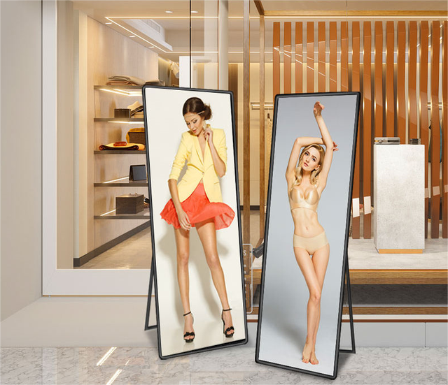 Stylish Commercial-Grade LED Mirror Display Screen Interactive Features for Advertising