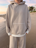 Ensemble deux pièces surdimensionné de haute qualité pour femme : sweat à capuche rayé et pantalon de survêtement