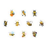 Autocollants adhésifs imperméables et durables, impression personnalisée, design adorable d'animaux de dessin animé, abeille, 500 pièces par rouleau