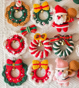 Guirlande <span class=keywords><strong>de</strong></span> Noël miniature en <span class=keywords><strong>tricot</strong></span> <span class=keywords><strong>de</strong></span> style classique, décoration murale simple en crochet pour fenêtre - Product Image 2