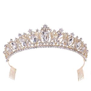 Couronne en strass de mariage, luxueuse et personnalisée, couleur argent et or, faux diamants, pour un spectacle ou un mariage, diadème du monde - Product Image 5