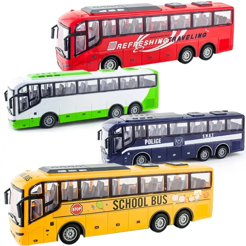 Hot Selling Kids 1/30 Brinquedos De Ônibus Escolar De Controle Remoto Modelo Do Ônibus Rc Com Luz Carro Rc Brinquedo Do Ônibus Do Rc