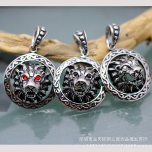 ยูนิคจี้หัวสิงโตสำหรับผู้ชาย เงินทิเบต สร้อยคอรูปสัตว์ตามราศี ของขวัญ เพชรสีขาว เพชรสีแดง เพชรสีดำ - Product Image 4