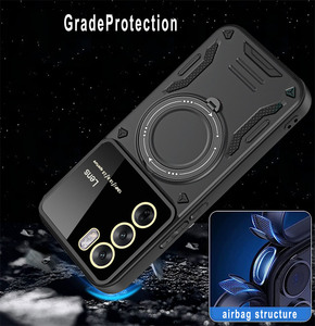 เคสแม่เหล็กสำหรับ Oppo Reno 12 11 10 Pro 10 Pro+ 11 F 7 8T / F20 A1 PRO ป้องกันเลนส์กล้อง พร้อมขาตั้งหมุนได้ - Product Image 5