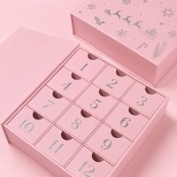 Boîte à bijoux en forme de livre en papier rigide imprimé, design de luxe personnalisé, calendrier de l'avent de 12 jours pour le compte à rebours de Noël