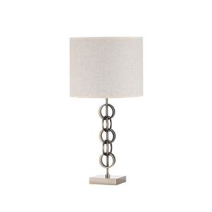 Lámpara de mesa de cuero E27 con pantalla beige 61x30x30 cm - ideal para iluminar en hogares y oficinas, mejora la decoración y crea - Product Image 1