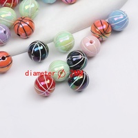 16mm coloré mélange couleur lâche UV AB brillant acrylique solide impression perles de basket-ball pour gros collier perles stylo bijoux