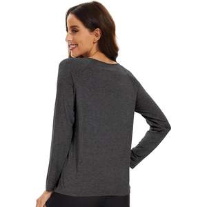 Chemise de nuit en viscose de bambou pour femme, manches longues, coupe ample, vêtements de détente, tailles S-XXL - Product Image 4