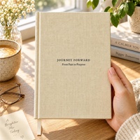 Carnet de réflexion spirituelle personnalisé A5 en tissu de lin beige, couverture rigide avec gaufrage, pour la résilience, avec marque-page