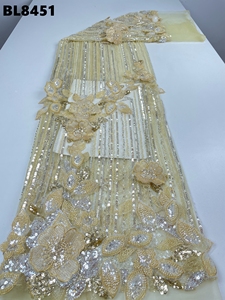Luxury American French Bridal Lace Fabric - Handcrafted Heavy Beaded <strong>Embroidery</strong> Sequined <strong>Material</strong> for Custom Wedding Dresses - Product Image 2