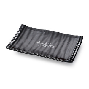 A5 melamine tableware, black hot <b>pot</b> restaurant side dishes, plastic plates, <b>rectangular</b> restaurant serving plates, long strip - Product Image 1