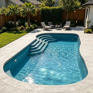 Piscina de Fibra de Vidrio de Una Pieza Pre-fabricada para Patio Trasero de Villa, Piscina Residencial con Escalones, Piscina Enterrada de FRP - Product Image 3