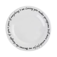 Assiette en porcelaine avec inscription de lettres anglaises imprimées personnalisées Allemagne kit de vaisselle fine assiette de service en céramique blanche