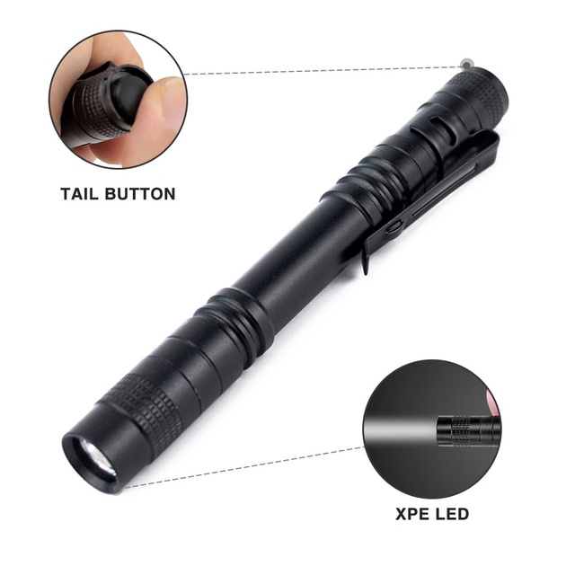 Aluminum Alloy 2AAA 100 Lumen Mini EDC Flashlight Pen Light Portable LED Pocket Torch Flashlight with Clip for Wholesale