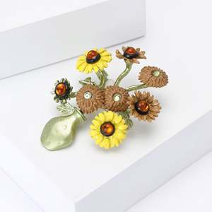 Haut de gamme Simple vêtements pour femmes Corsage bijoux broche alliage émail Van Gogh <span class=keywords><strong>grand</strong></span> <span class=keywords><strong>Vase</strong></span> broche fête de mariage fiançailles perle principale - Product Image 2