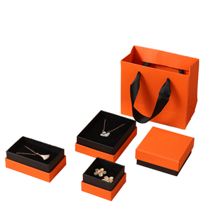 Cajas de cartón económicas de color naranja para exhibir pequeños aretes, broches y joyas, con tapa rosa, para regalo, almacenamiento de collares y como caja de regalo para joyería. - Product Image 1