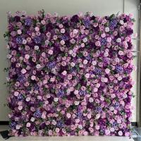 Panneau mural floral décoratif en soie, motif rose artificielle blanche et rose 3D 5D, 2,4 m x 2,4 m, pour décoration de fond
