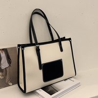 Sac à main tendance grande capacité avec coutures apparentes, sac à bandoulière simple pour le shopping, collection été 2026, couleur unie, vente en gros