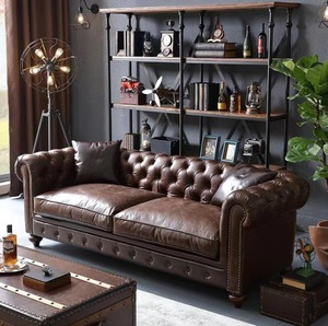 Bộ ghế <span class=keywords><strong>sofa</strong></span> Mỹ cao cấp, nội thất phòng khách, ghế <span class=keywords><strong>sofa</strong></span> nút bấm, màu nâu cổ điển, da PU cao cấp, ghế <span class=keywords><strong>sofa</strong></span> <span class=keywords><strong>Chesterfield</strong></span> - Product Image 3