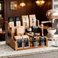 Étagère de présentation en bois pour bouteilles d'alcool, Organisateur de sirop de café, Présentoir à vin et spiritueux à 3 niveaux pour comptoir, Support de bar rétro pour la maison