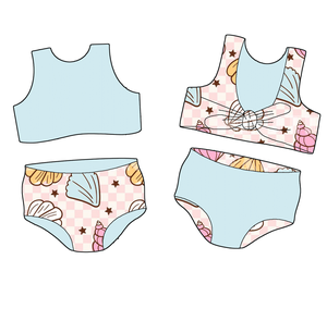 Sirena personalizzata principessa designer bambini <span class=keywords><strong>due</strong></span> pezzi costumi da bagno reversibili ragazze costumi da bagno - Product Image 2