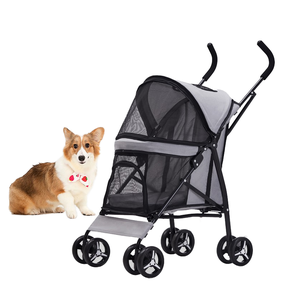 รถเข็นสัตว์เลี้ยงแบบพับได้ 4 ล้อ น้ำหนักเบา ทำจากเหล็กและกระจก พร้อมซิปปิด สำหรับสุนัขและแมว ใช้ได้กับรถยนต์ - Product Image 5