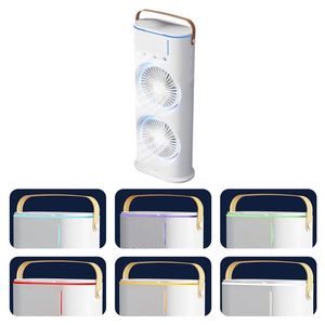Humidifier <b>Fan</b> Rechargeable Large Capacity Multi-Color Lights Dual-<b>Head</b> Humidifier <b>Fan</b> with Mist for Office - Product Image 1