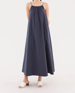 Robe longue d'été décontractée pour femme, 100 % lin, tissée naturelle, sans manches, couleur unie, en promotion - Product Image 1