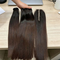 Extensions de cheveux humains vierges vietnamiens de haute qualité, 14 pouces, lisses comme des baguettes, double trame, en nouvelles couleurs