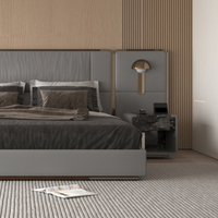 Lit en cuir italien de luxe meubles de maison modernes ensemble de chambre à coucher de taille Queen avec cadre de lit King rembourré doux pour usage domestique
