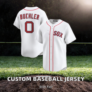 Camiseta de Béisbol Blanca para Hombre, Nombre del Equipo SOX, Buehler 0, Bordada, Cierre de Botones, Manga Corta, Poliéster, Corte Regular - Product Image 2
