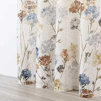 Rideaux filtrants la lumière en lin ignifuge sur mesure avec œillets, motif floral vintage, pour salon