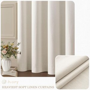 ผ้าม่านห้องนั่งเล่นและห้องนอน ขนาด 50 นิ้ว ยาว 54 นิ้ว สีงาช้าง สำหรับห้องครัว 2 ชิ้น แบบกันความร้อนและแสง - Product Image 3