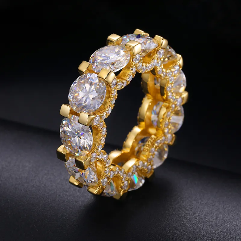 Anel luxuoso de prata esterlina 925, joia fina de noivado de 1 fileira 3mm-8mm vvs moissanite, diamante, anel de banda de casamento para homens e mulheres