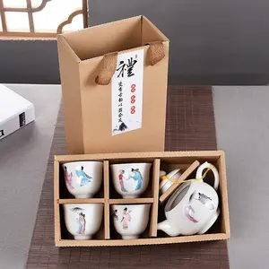 Conjunto de chá chinês de cerâmica com xícaras de chá, conjunto de chá kunfu chinês com bule de chá