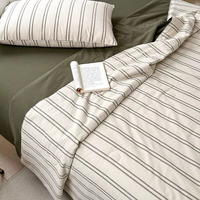 Couette fine rayée en coton de haute qualité, couverture d'été douce et légère, idéale pour la sieste climatisée, couette de lit