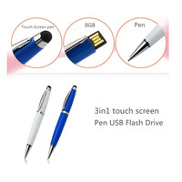Jaster — clé Usb 3 en 1 en métal, multifonction, avec logo personnalisé, stylo tactile, 8 GB, 16gb